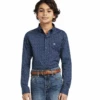 Ariat Ariat Boy's Dante Pacific Blue Long Sleeve Shirt