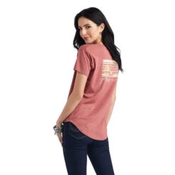 Ariat Ariat Ladies Red Clay Heather Sunset Lockup Tee