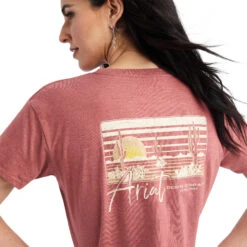 Ariat Ariat Ladies Red Clay Heather Sunset Lockup Tee -Ariat ariat ariat ladies red clay heather sunset lockup 3