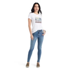 Ariat Ariat Ladies White Heather Monument Sunset Tee -Ariat ariat ariat ladies white heather monument sunset t 1