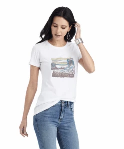 Ariat Ariat Ladies White Heather Monument Sunset Tee -Ariat ariat ariat ladies white heather monument sunset t 1