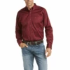 Ariat Ariat Men's Fitted Solid Burgundy Shirt