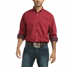 Ariat Ariat Men's Solid Red Long Sleeve Shirt