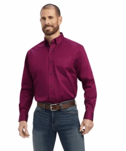 Ariat Ariat Men's Twill Magenta Long Sleeve Shirt