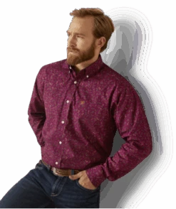 Ariat Ariat Men's Wrinkle Free Magenta Shirt