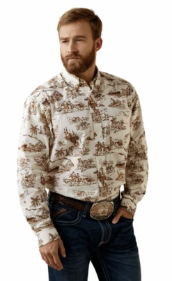 Ariat Ariat Men's Wrinkle Resist Paniolo Western Aloha Stretch Classic Fit Button Down Shirt