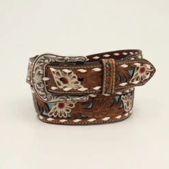 Ariat Ariat Women's Floral Belt With Turquoise Underlay