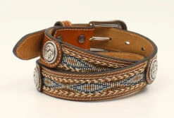 Ariat Boy's Stamped Leather And Ribbon Inlay Belt